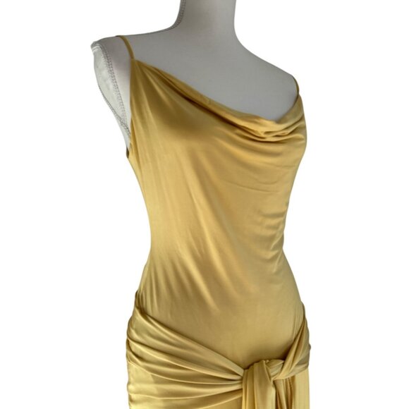 Anna October Selena Gown in Yellow Medium New Womens Jersey Tie Maxi Dress - Picture 7 of 10